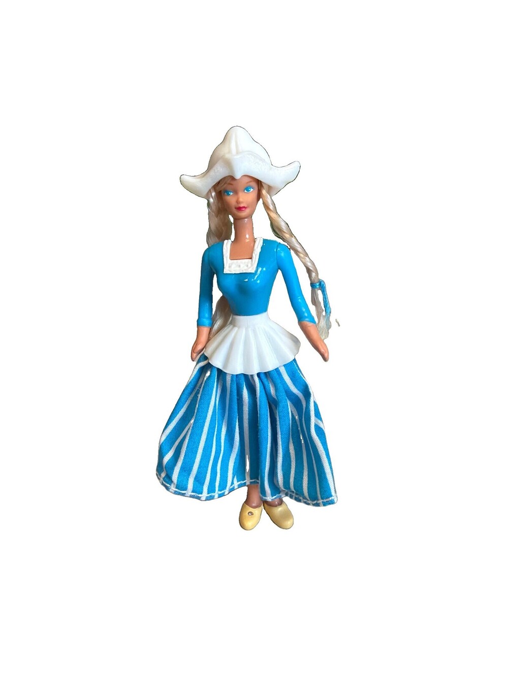 Vintage Mattel Mini Dutch Barbie Doll Blue & White Dress 1995 4-1/2” Tall